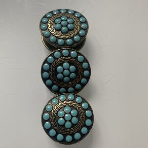 Arizona Jean Co Stretchable Bracelet Teal  Bronze Look Western